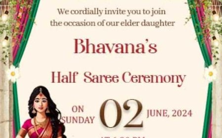 Half Saree Ceremony Invitation in South Indian Theme